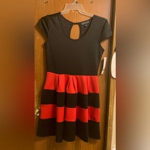 Black and red striped mini dress